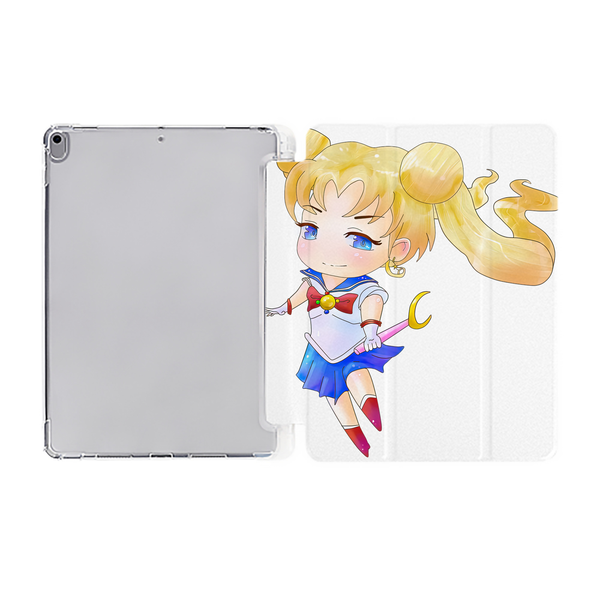 （画像用） 美少女戦士セーラームーン 愛野 美奈子 あいの みなこ Sailor Moon Aino Minako IPad ケース ペン収納付き 三つ折りスタンド PUレザー×シリコン 対応機種9.5/10.5/10.9インチ